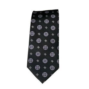 Paul Frederick Black Geometric Round Pattern 100% Silk Men’s Neck Tie 57”x 3.5”